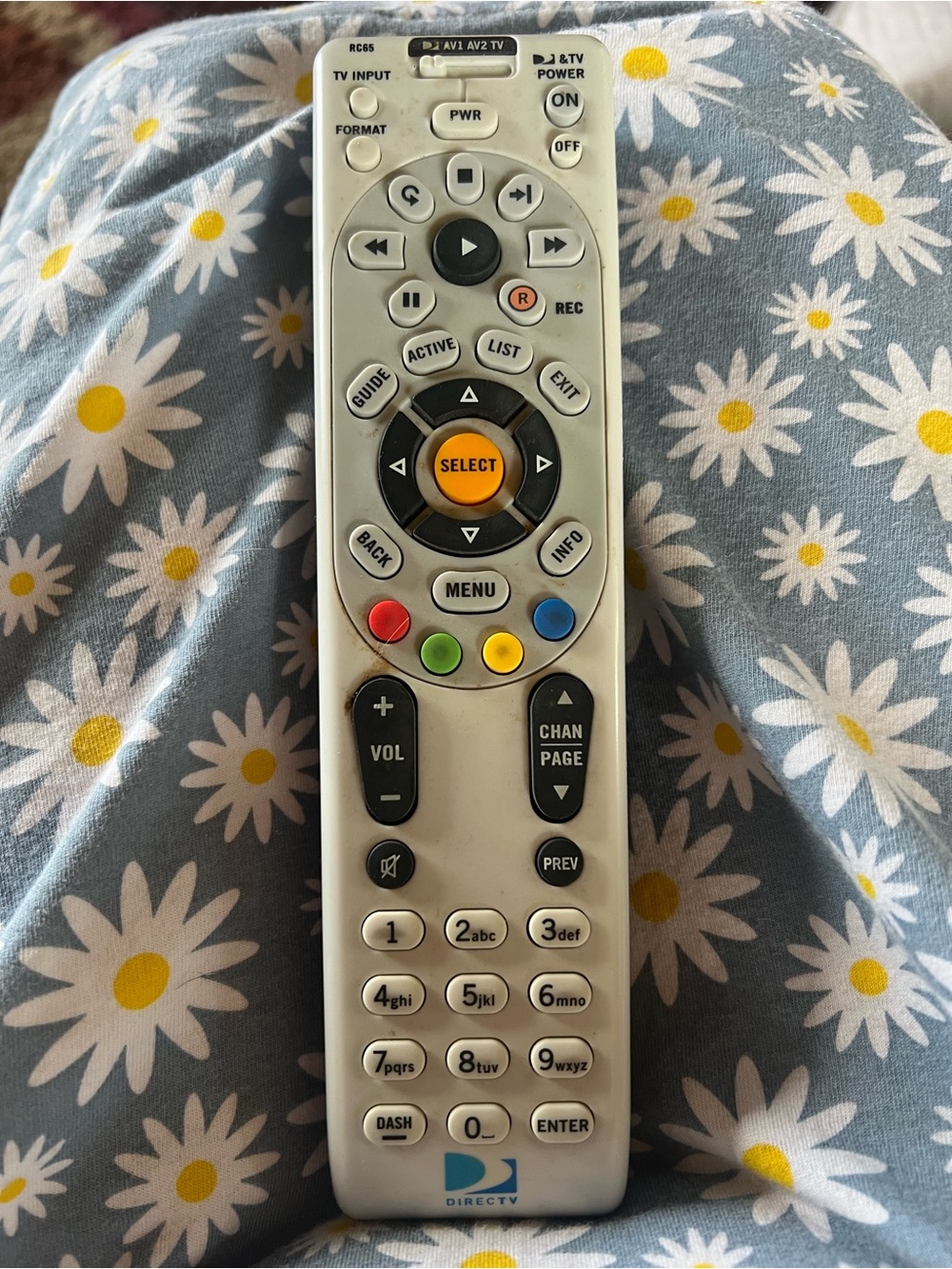White Universal Remote Control - Select, Menu & Channel Navigation